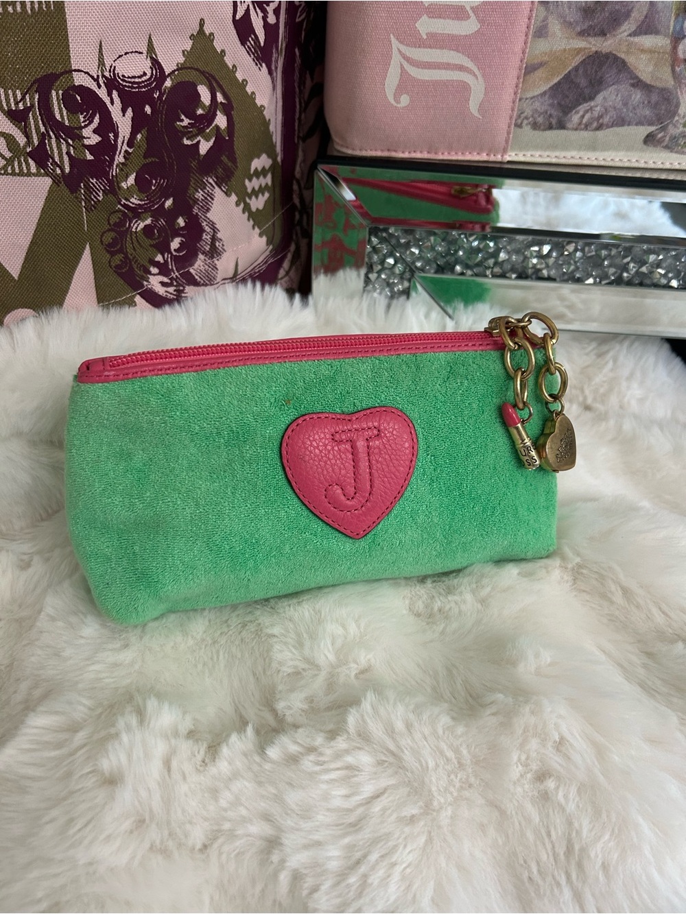 Rare Y2K Vintage 2006 Juicy Royal Couture Watermelon Green Pink Cosmetic Bag - Picture 10 of 15